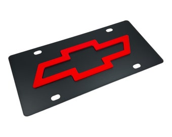 Chevrolet Bowtie Red Carbon Steel License Plate (Free Shipping)
