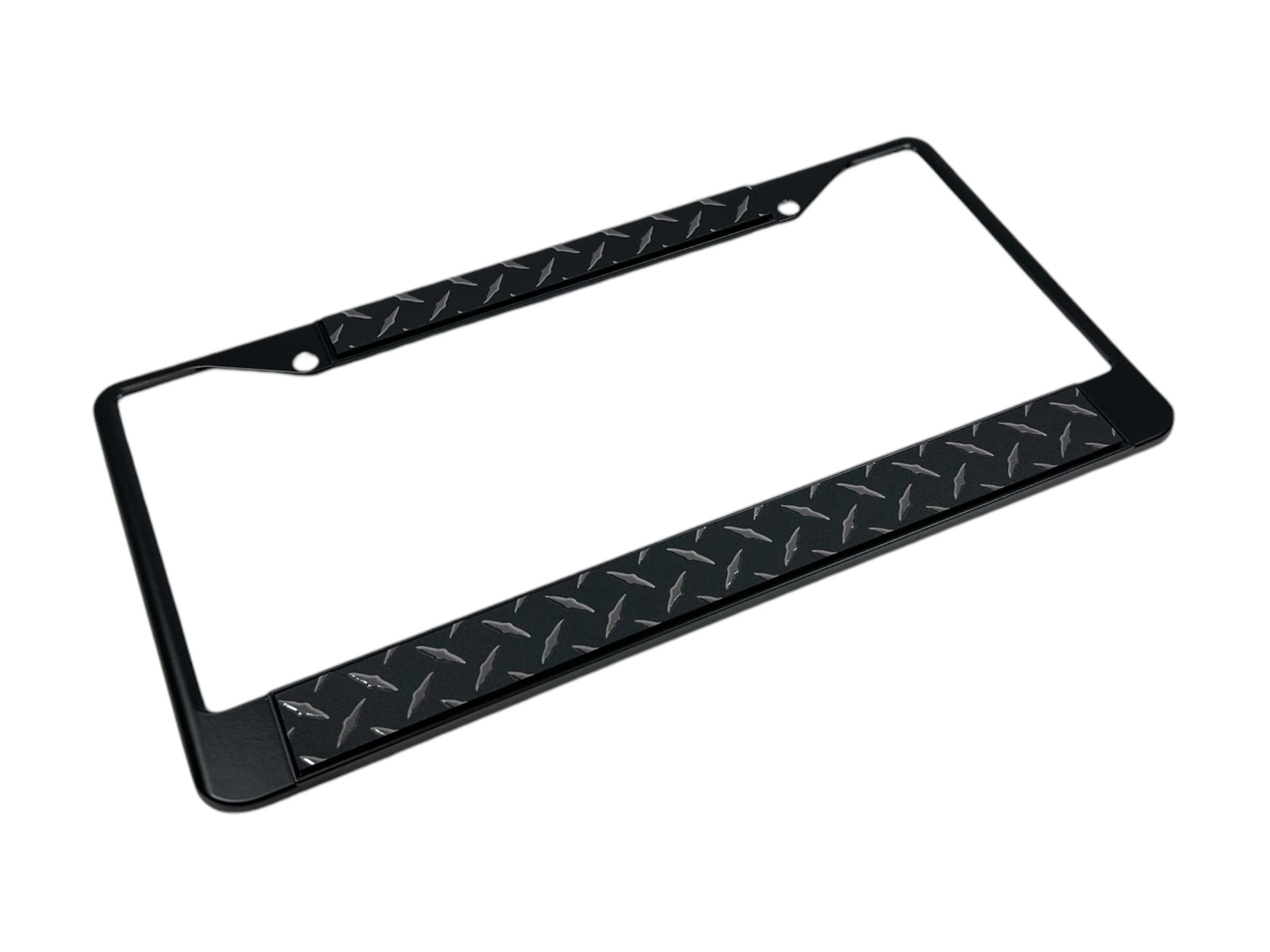 Universal Heavy Duty License Plate Frames - Diamond Plate With Barbed Wire Design, Set Of 2 With Screw Caps - View #9