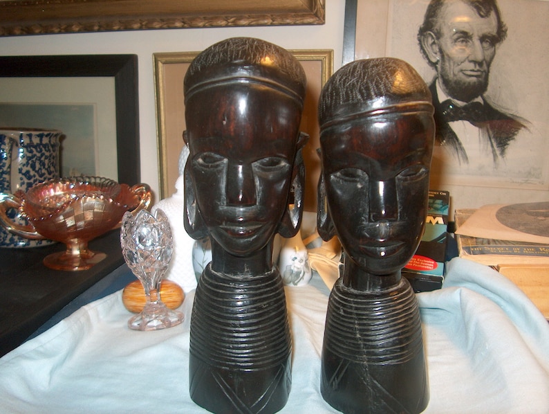 Figurines Man /& Women Heavy Wood 2 Vintage Wood Tribal Art Sculptures Price for Both Ebony?