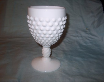 Vintage Fenton Hobnail Glass Goblet, Milk Glass