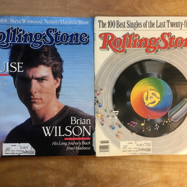 DISTRESSED Rolling Stone Magazine Vintage COVERS | 1988-1989 | Tom Cruise, Keith Richards, Lennon, Letterman, Bon Jovi and More