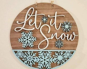 Let It Snow Wooden Sign - Etsy