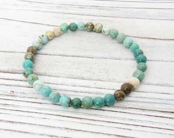 Natural Turquoise Beads Gemstone Bracelet, Men's Bracelet, 6mm Beaded Bracelet, Men's Jewelry, Men's Bracelet, Women's Bracelet