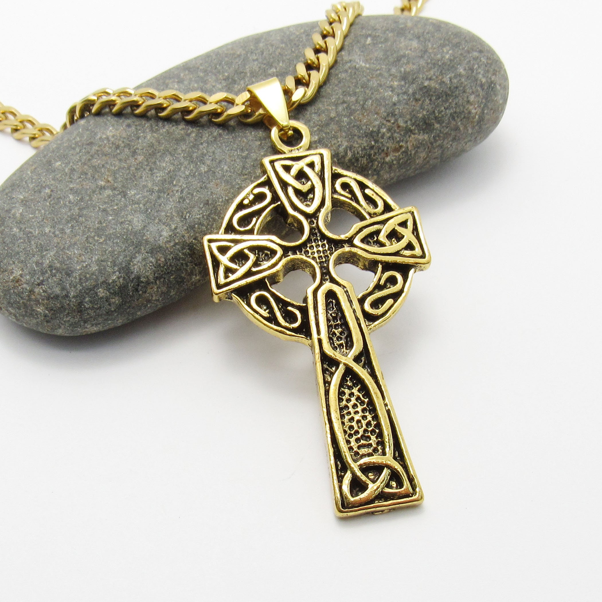 Men's Celtic Cross Necklace - 14K Gold-Filled Pendant On 24