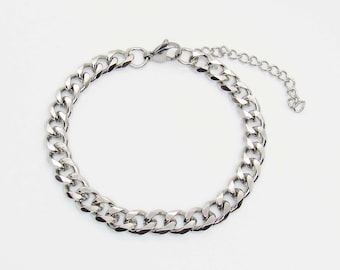Stainless Steel Curb Chain Bracelet with extender chain, Hypo Allergenic Jewelry, Fashion Bracelet, Men's Bracelet, Women's Bracelet