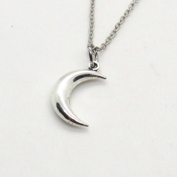 Small Moon Charm Pendant Necklace, Moon Charm, Small Moon Charm Necklace, Men's Necklace, Woman's Jewelry, Celestial Moon Charm Necklace