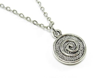Boho Spiral Pendant, Tribal Jewelry, Urban Street Jewelry, Antique Silver Tone, Men's Jewelry, Men's Necklace, Women's Necklace
