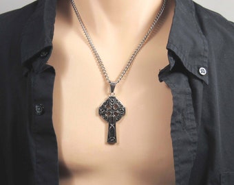 Celtic Cross Pendant Necklace, Hypo Allergenic Jewelry, Stainless Steel Cross Pendant, Men's Necklace, Men's Jewelry, Woman Necklace