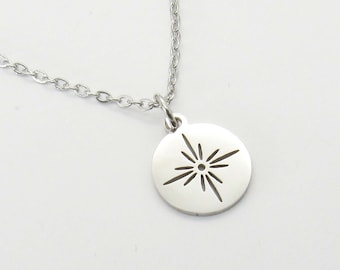 Stainless Steel Galaxy Star Charm, Stainless Steel Chain with Extension, Men's Necklace, Women's Necklace, Celestial Jewelry, Round Star