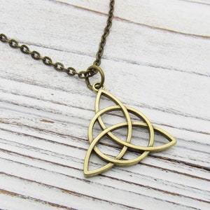 Bronze Celtic Trinity Knot Pendant Necklace, Celtic Knot Jewelry, Trinity Knot Charm Pendant, Necklace for Men, Woman&#39;s Necklace