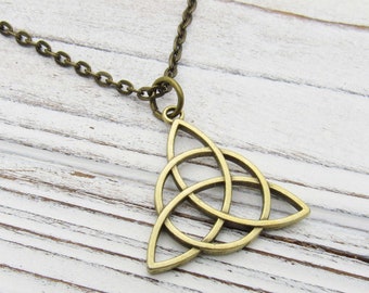 Bronze Celtic Trinity Knot Pendant Necklace, Celtic Knot Jewelry, Trinity Knot Charm Pendant, Necklace for Men, Woman's Necklace