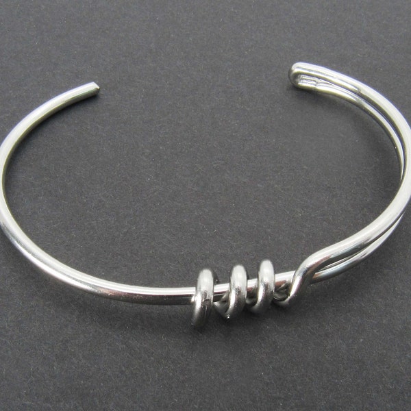 Stainless Steel Open Cuff Braided Wire Bracelet, 304 Hypo Allergenic Stainless Steel, Cuff Bracelet for Men, Fashion Bracelet, Men's Jewelry