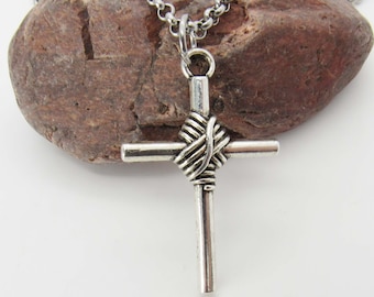 Knot Cross Pendant, Antique Silver Tone, Fashion Jewelry, Men's Necklace, Gift for Men, Women's Necklace