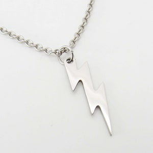 Stainless Steel Lightning Bolt Necklace, Men's Necklace, Bolt Charm Necklace, Lightning Bolt Pendant , Women's Necklace