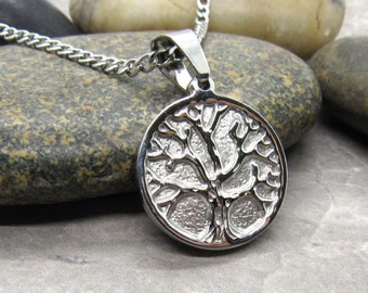 Stainless Steel Tree Pendant, Men's Necklace, Hypo Allergenic Jewelry, Men's Jewelry, Tree Jewelry, Woman Necklace, Family Tree Pendant