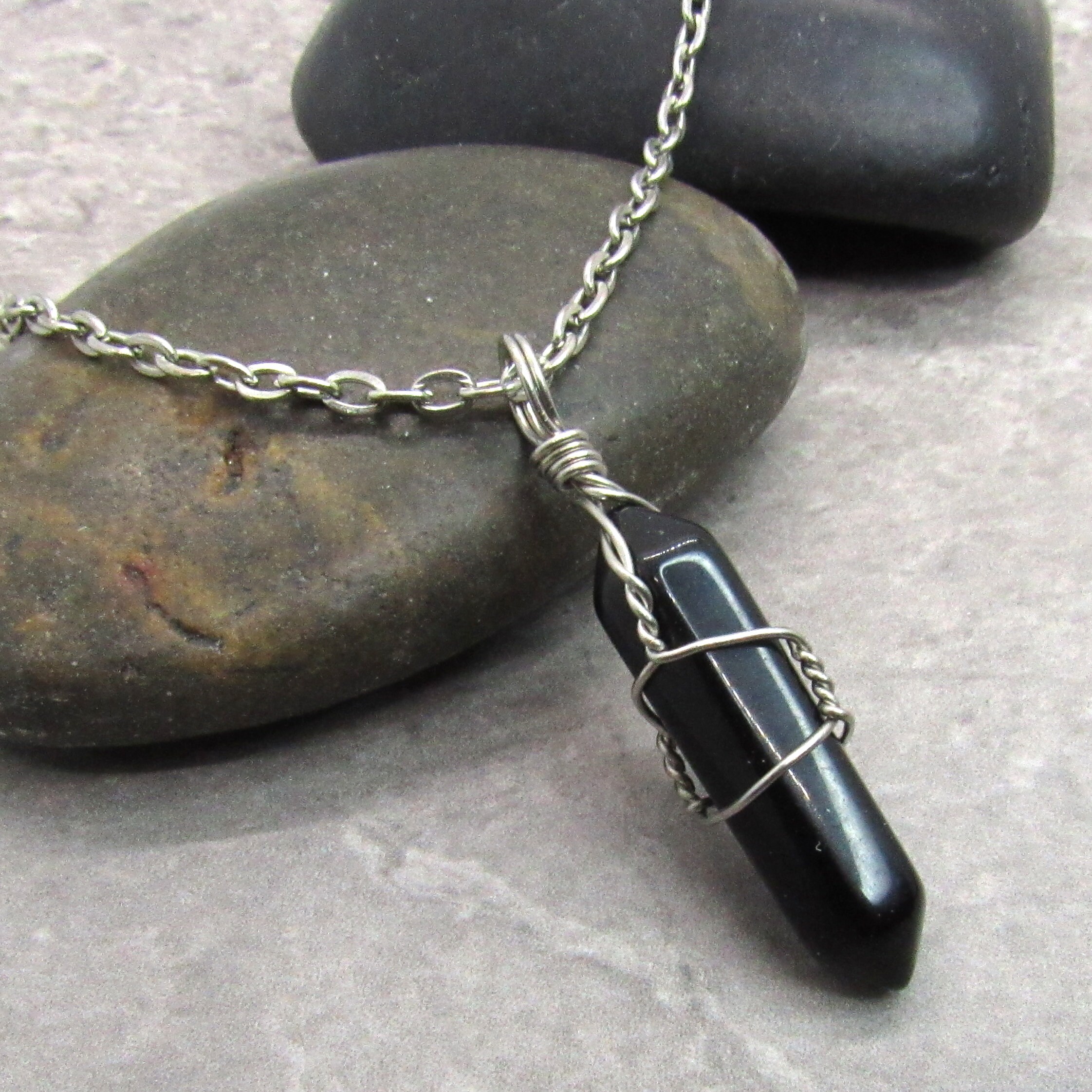 black onyx crystal necklace