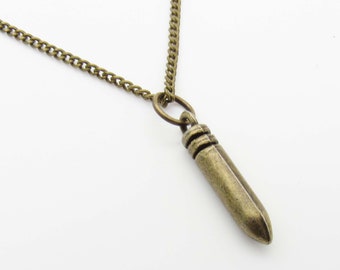 Bronze Bullet Charm Pendant, Necklace for Men, Woman's Necklace, Men's Jewelry, Women's Jewelry