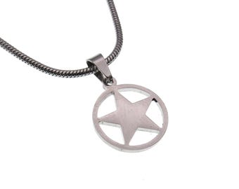 304 Stainless Steel Star in Ring Charm Pendant Necklace, Men's Necklace, Woman's Necklace, Celestial Charm, Men's Charm Pendant Jewelry