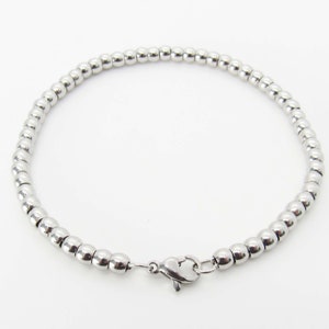 Stainless Steel 4mm Ball Chain Bracelet, Hypo Allergenic Jewelry, 201 Steel 4mm Beaded Fashion Bracelet, Men&#39;s Bracelet, Women&#39;s Bracelet