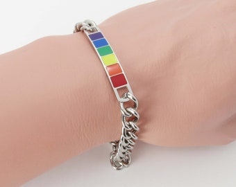 Stainless Steel Rainbow Pride Bracelet, Men's Bracelet, Pride Bracelet, Women's Bracelet, LGBT Jewelry, Men's Jewelry