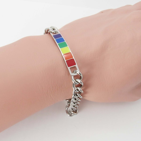 Stainless Steel Rainbow Pride Bracelet, Men's Bracelet, Pride Bracelet, Women's Bracelet, LGBT Jewelry, Men's Jewelry