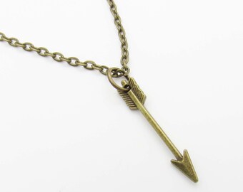 Small Arrow Bronze Charm Pendant, Necklace for Men, Woman's Necklace, Bronze Arrow Charm, Men's Jewelry, Women's Jewelry, Archery Charm