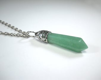 Aventurine Crystal Pendant, Aventuring Crystal Necklace, Aventurine Green Crystal, Chakra Healing Crystal,  Men's Necklace, Women's Necklace