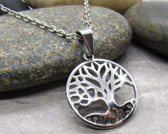 Tree of Life Stainless Steel Pendant, Hypo Allergenic Jewelry, Tree of Life Jewelry, Men's Necklace, Men's Jewelry, Woman Necklace