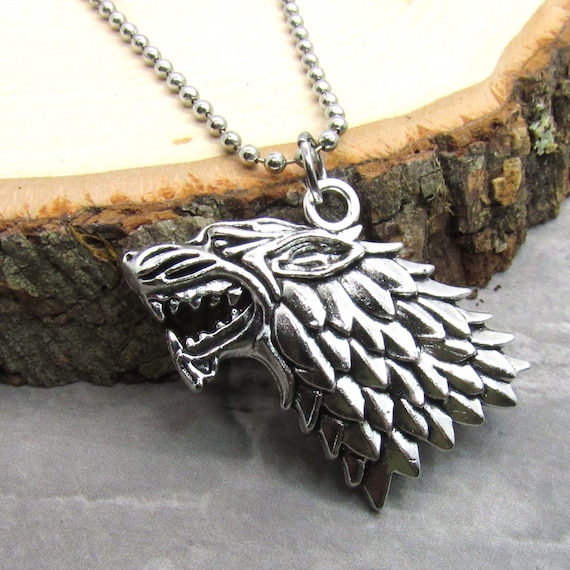 Collana nordica vintage di alta qualà Doppia testa di lupo Collana con ciondolo martello di Thor Collana da uomo in acciaio inossidabile regalo di gioielli  36