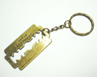 Razor Blade Keychain, Razor Blade Key Ring, Razor Blade Lanyard, Razor Blade Pendant Keyring, Gift for Men, Men's Accessories
