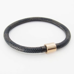 Black and Gray Poly Leather Cord Bracelet with Magnetic Clasp, Men&#39;s Poly Leather Cord Bracelet, Women&#39;s Bracelet, Men&#39;s Fashion Bracelet
