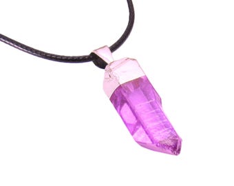 Natural Quartz Pointed Pendant Necklace, Men's Necklace, Hypo Allergenic Necklace, Woman's Necklace, Pink Quartz Crystal Pendant Jewelry