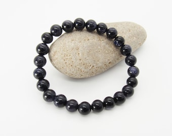 Natural Blue Sand Stone 8mm Beaded Bracelet, Men's Bracelet, Women's Bracelet, Fashion Bracelet, Men's Jewelry, Women's Jewelry