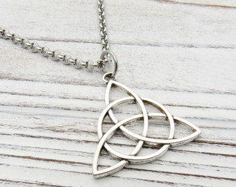 Antique Silver Celtic Trinity Knot Pendant Necklace, Celtic Knot Jewelry, Trinity Knot Charm Pendant, Necklace for Men, Woman's Necklace