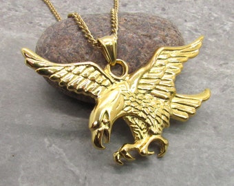 Gold eagle necklace charm deals