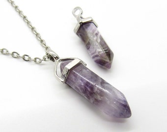 Faceted Variegated Amethyst Gemstone Pendant, Amethyst Quartz Crystal Pendant, Men's Necklace, Chakra Healing Crystal, Women's Necklace