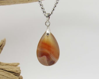 Natural Carnelian Gemstone Drop Pendant Necklace, Natural Carnelian Chakra Gemstone, Men's Necklace, Spiritual Gemstone, Women's Necklace