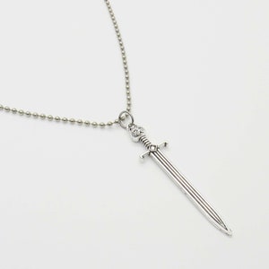 Medieval Long Sword Pendant Necklace, Men's Necklace, Medieval Kings Sword, Medieval Sword Pendant, Woman's Necklace Ball Chain