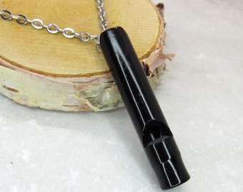 Aluminum Black Whistle Pendant Necklace, Whistle Charm Necklace, Men's Necklace Musical Charm Necklace, Gift for Men, Women's Necklace