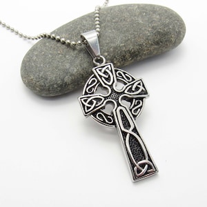 Keltischer Knoten Kreuz Anhänger Halskette, Allergiker Schmuck, Edelstahl Kreuz Anhänger, Halskette für Männer, Schmuck für Männer, Halskette für Frauen
