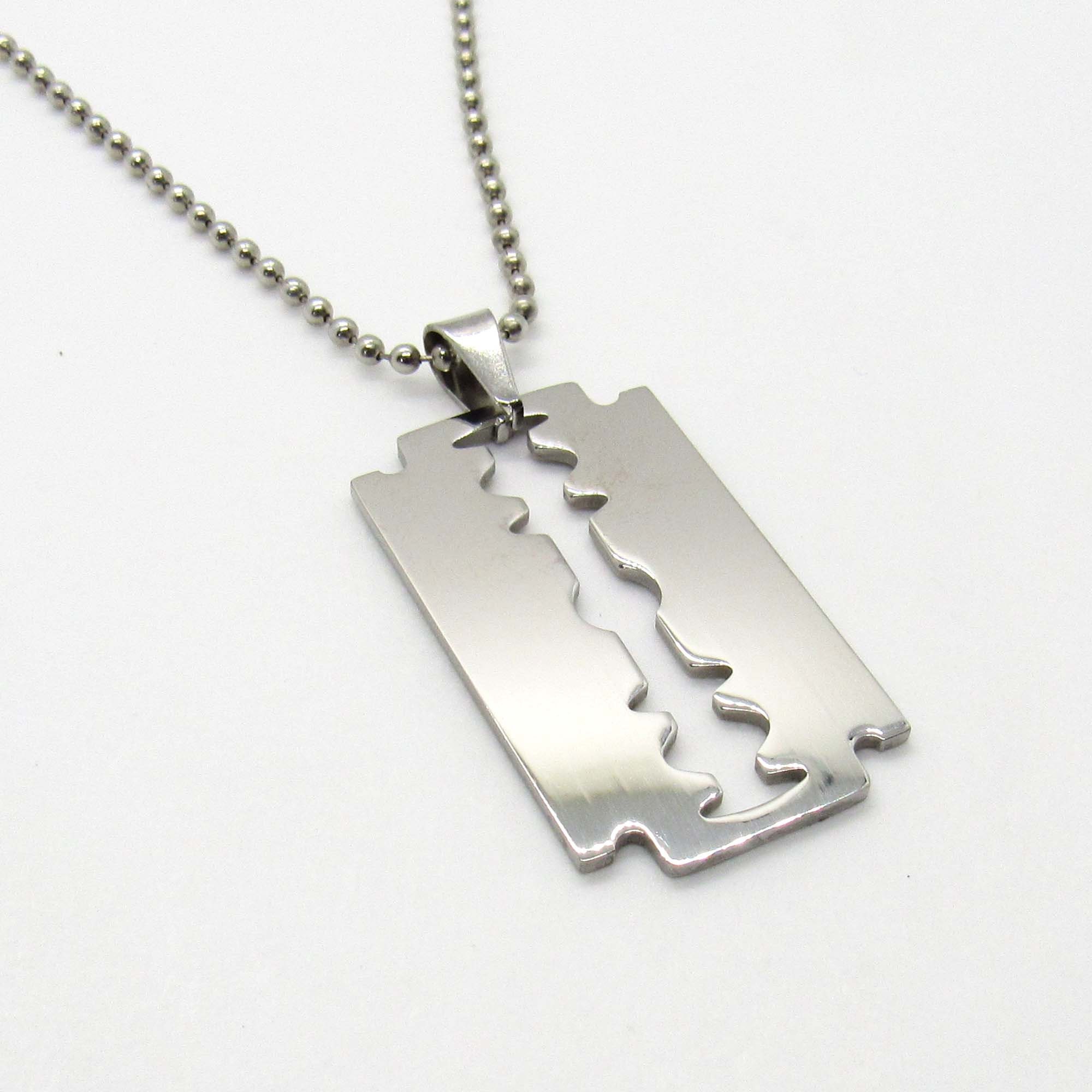 Stainless Steel Razor Blade Pendant Hypo Allergenic Jewelry 