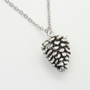 Large Pine Cone Pendant, Antique Silver Tone, Men&#39;s Necklace, Women&#39;s Necklace, Christmas Jewelry, Mountain Nature Jewelry, Holiday Necklace