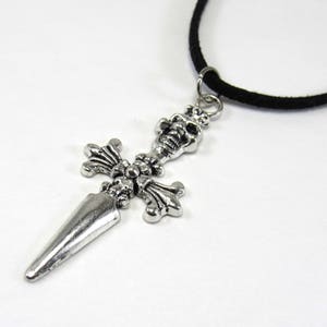 Skull Cross Pendant Necklace, Antique Silver Tone, Urban Street Fashion, Men&#39;s Necklace, Women&#39;s Necklace