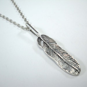 Antique Silver Feather Pendant, Feather Necklace, Nature Necklace, Tribal Necklace, Men&#39;s Necklace, Gift for Men, Women&#39;s Necklace