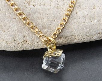 Glass Cube Aurora Borealis Faceted Charm Pendant, Rainbow Color Charm Necklace, Women's Charm Necklace, Men's Necklace, Women's Jewelry