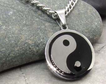 Yin Yang Pendant Necklace, Stainless Steel Hypo Allergenic Jewelry, Men's Necklace, Men's Jewelry, Woman Necklace, Zen Pendant Jewelry