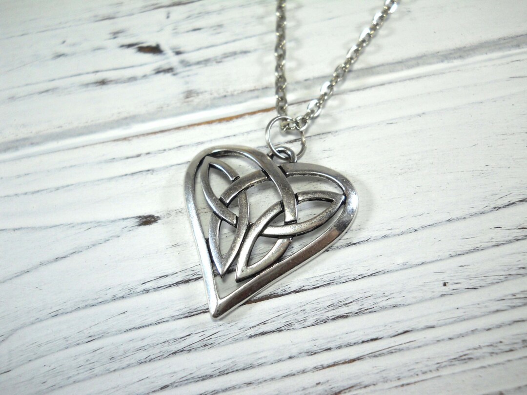Celtic Knot Heart Pendant Necklace, Celtic Jewelry, Celtic Heart