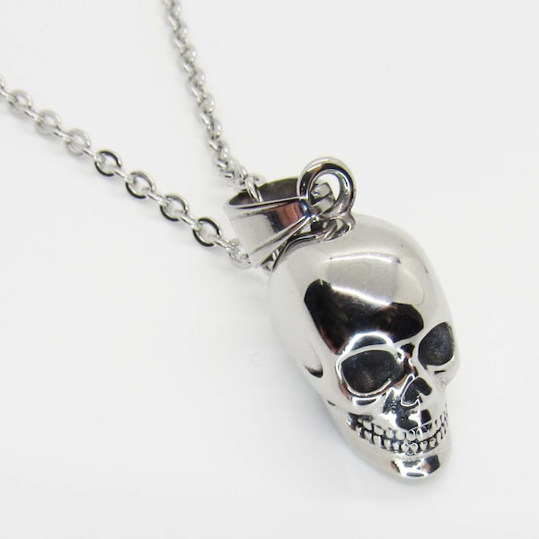 Stainless Steel Skull Pendant, Hypo Allergenic Jewelry, Rock Punk Skull Pendant Necklace, Men's Necklace, Men's Jewelry, Woman Necklace