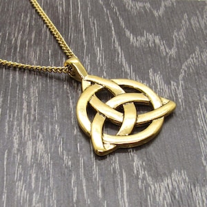 Collar con colgante de nudo celta de oro, colgante de nudo de la Trinidad, joyería de nudo celta, collar de nudo celta, collar para hombre, collar para mujer