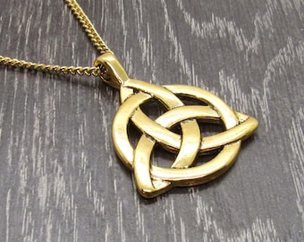 Gold Celtic Knot Pendant Necklace, Trinity Knot Pendant, Celtic Knot Jewelry, Celtic Knot Necklace, Men's Necklace, Woman Necklace